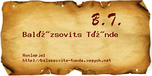 Balázsovits Tünde névjegykártya